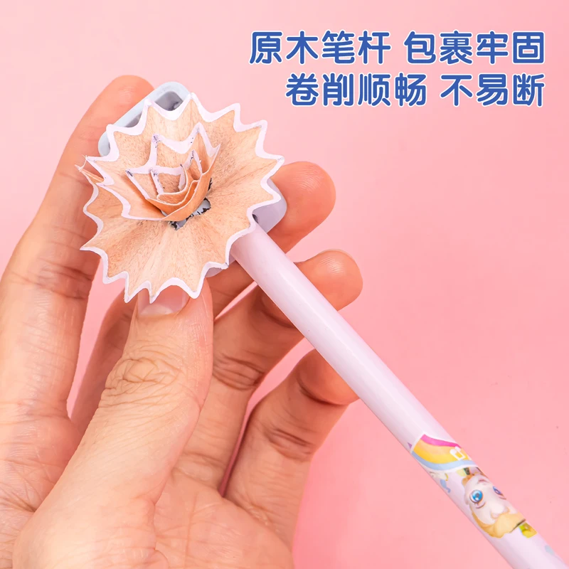 Карандаш из дерева Kawaii в стиле принцессы с треугольной основой, гладкий графит HB 2B для детей начальных классов, набор из 12 штук.