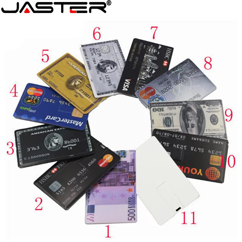 JASTER waterproof Super Slim Credit Card USB 2.0 Flash Drive 64GB pendrive 4GB 8GB 16GB 32GB bank card model Memory Stick u disk