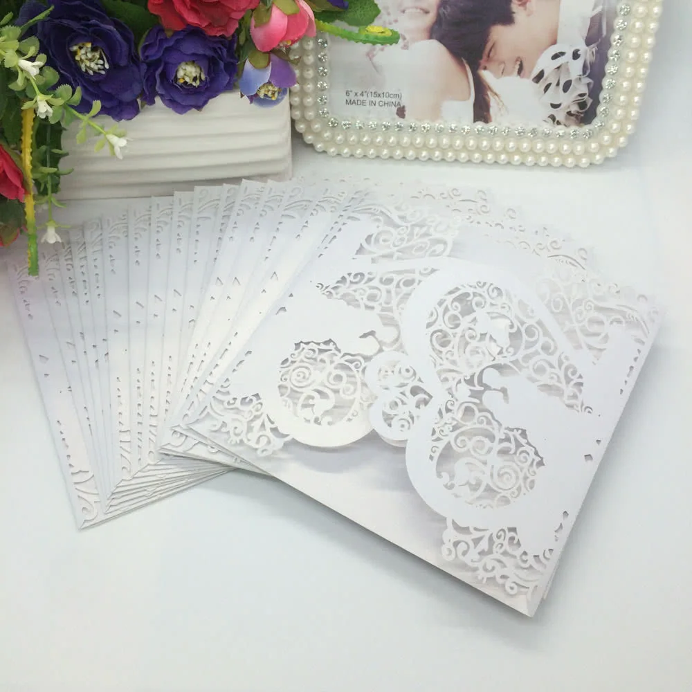 50 шт. Романтическая Свадебная пригласительная открытка с изящным резным узором в