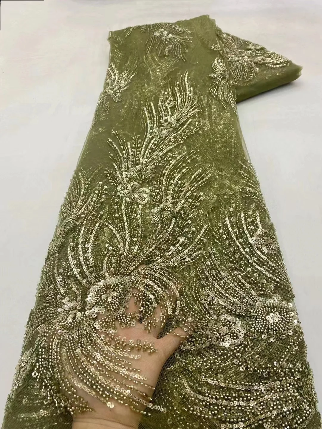 

Nigerian Lace Fabric 2022 High Quality Lace Bridal Lace Fabric Luxury Quality Embroidery With Handmade Beaded For Wedding
