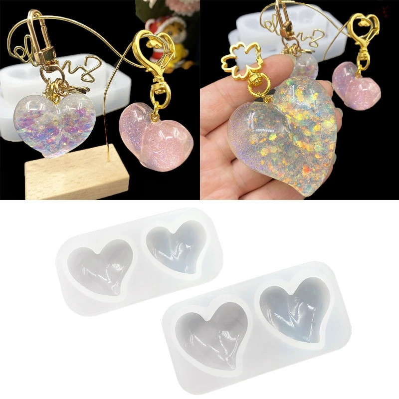 

Heart Shape Resin Molds Keychain Charms Mold Crystal Heart Epoxy Casting Mold for Keychain Jewelry Pendant Craft Making
