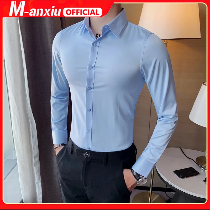

2022 British Style Long Sleeve Shirt Men Clothing Fashion Autumn Business Formal Wear Chemise Homme Slim Fit Camisa Masculina
