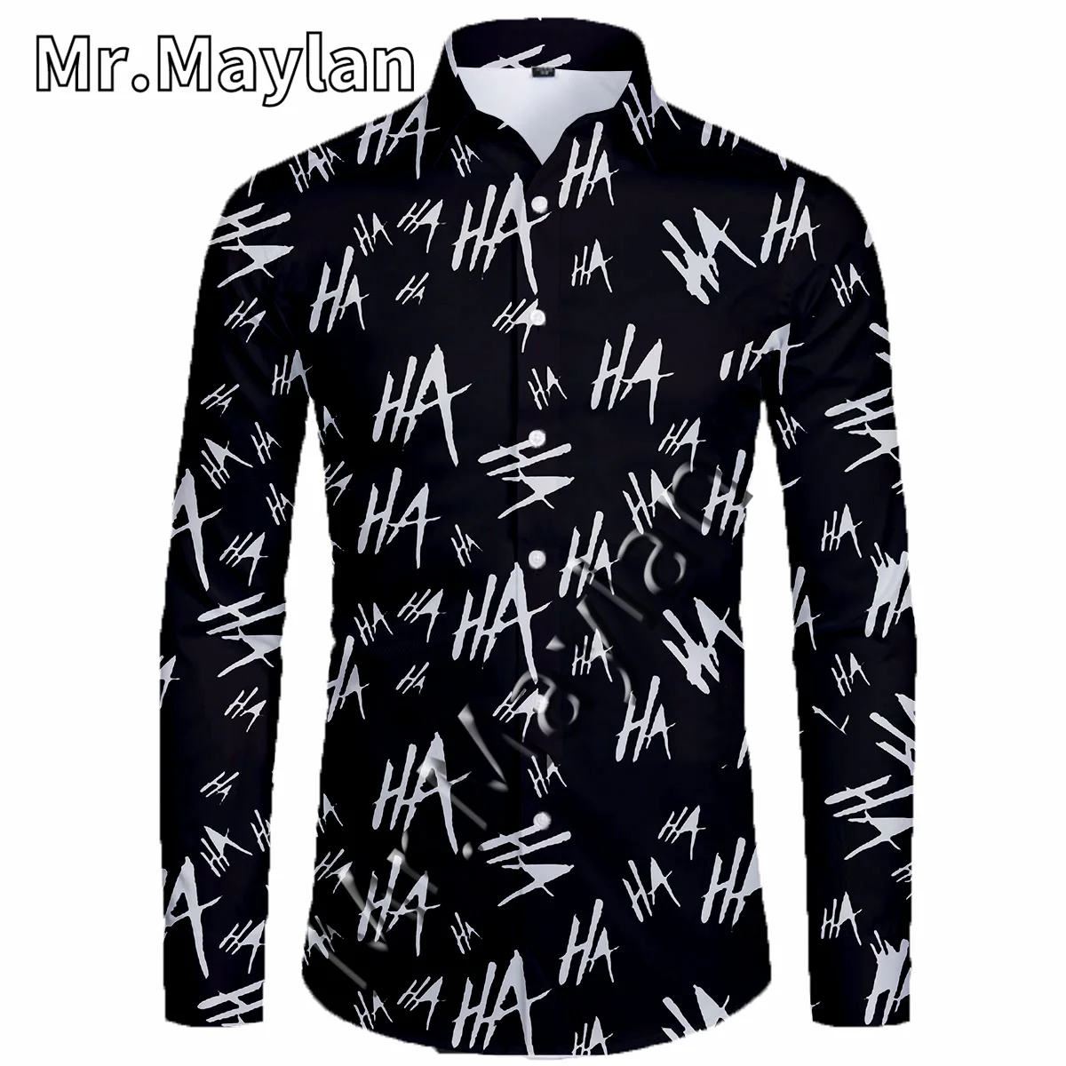 

Мужская рубашка с длинным рукавом, с принтом, размеры до 5XL