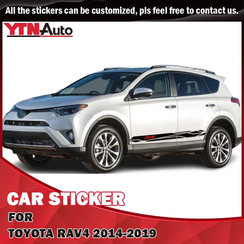 

Side Door Body Decal 4x4 Off Road Stripe Graphic Vinyl Skirt Car Sticker For Toyota RAV4 RAV-4 2014 2015 2016 2017 2018 2019