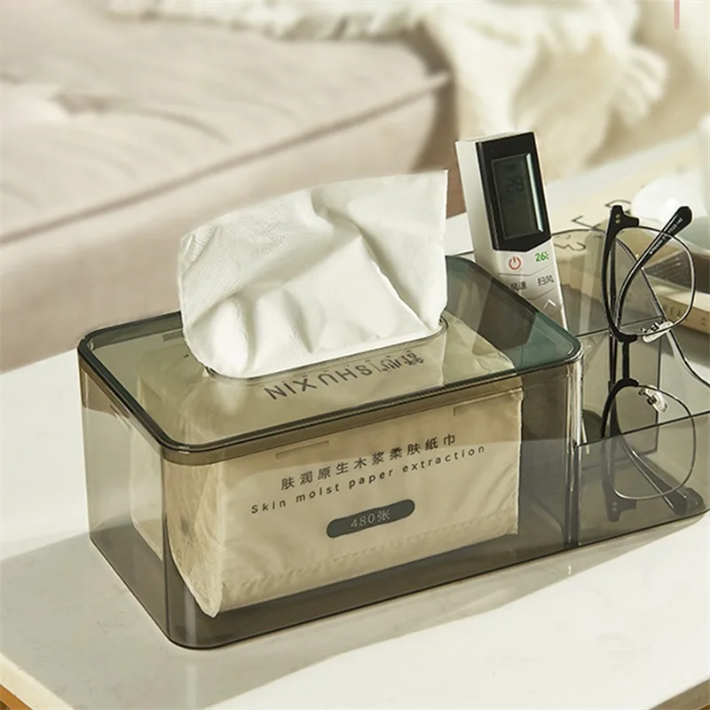 

Tissue Box Living Room Household Transparent Tea Table Creative Storage Napkin Light Luxury High-grade Paper Suction Box