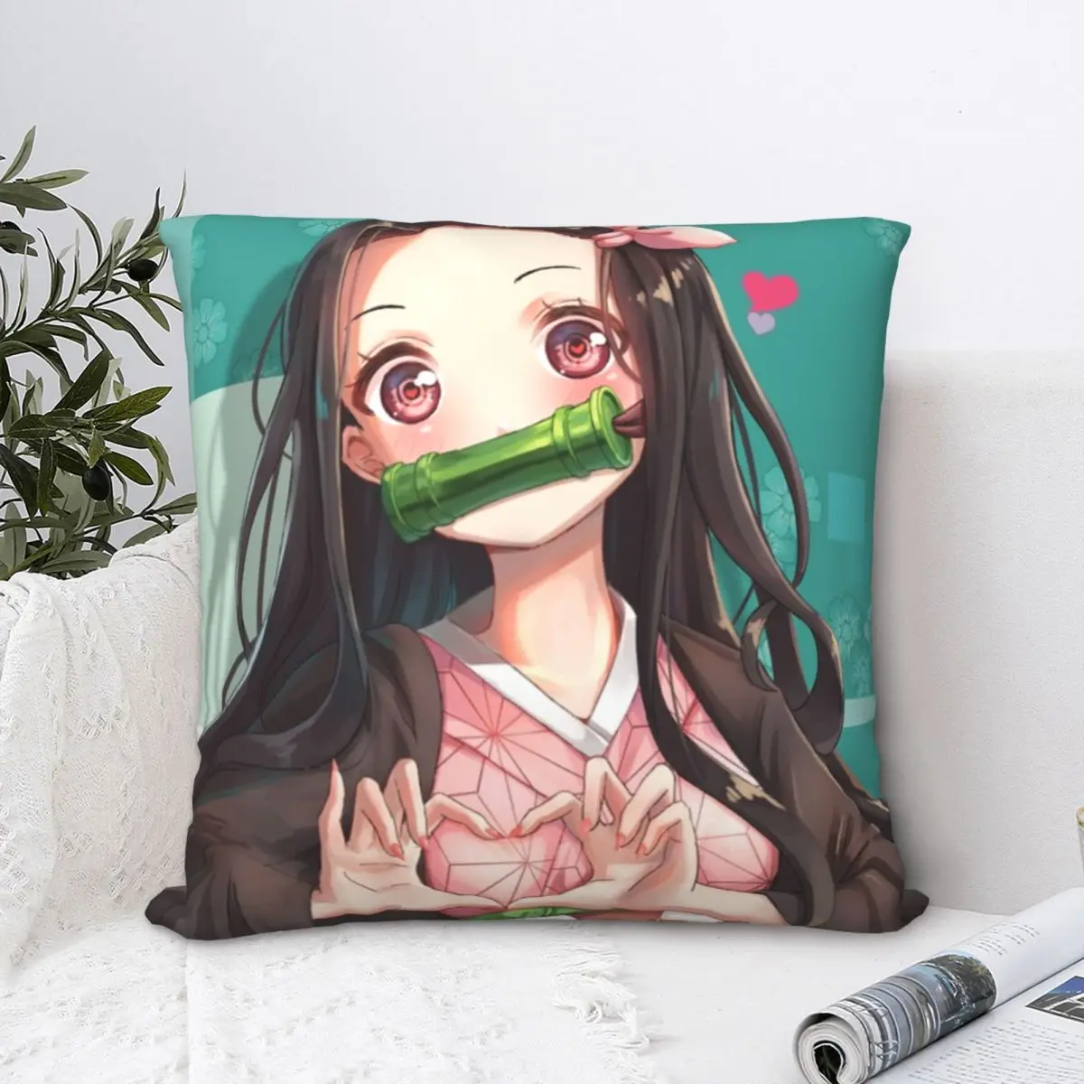Чехол для подушки рассекающий демонов Nezuko Kamado чехол дивана Kimetsu no Yaiba на молнии