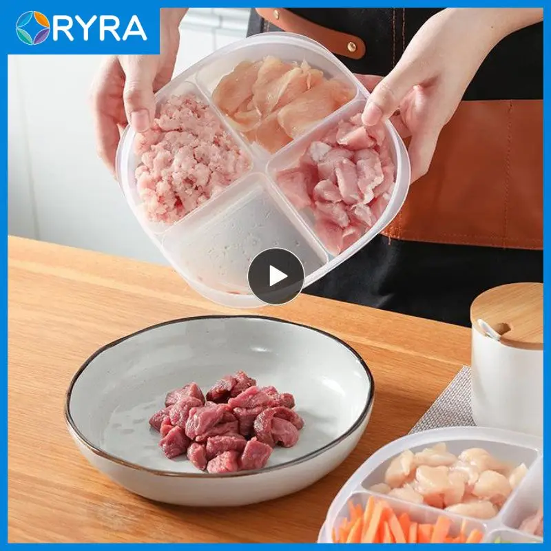 

Refrigerator Storage Box Household Four Compartment Fresh-keeping Box Onion Ginger Garlic High Quality Food Material Storage Box