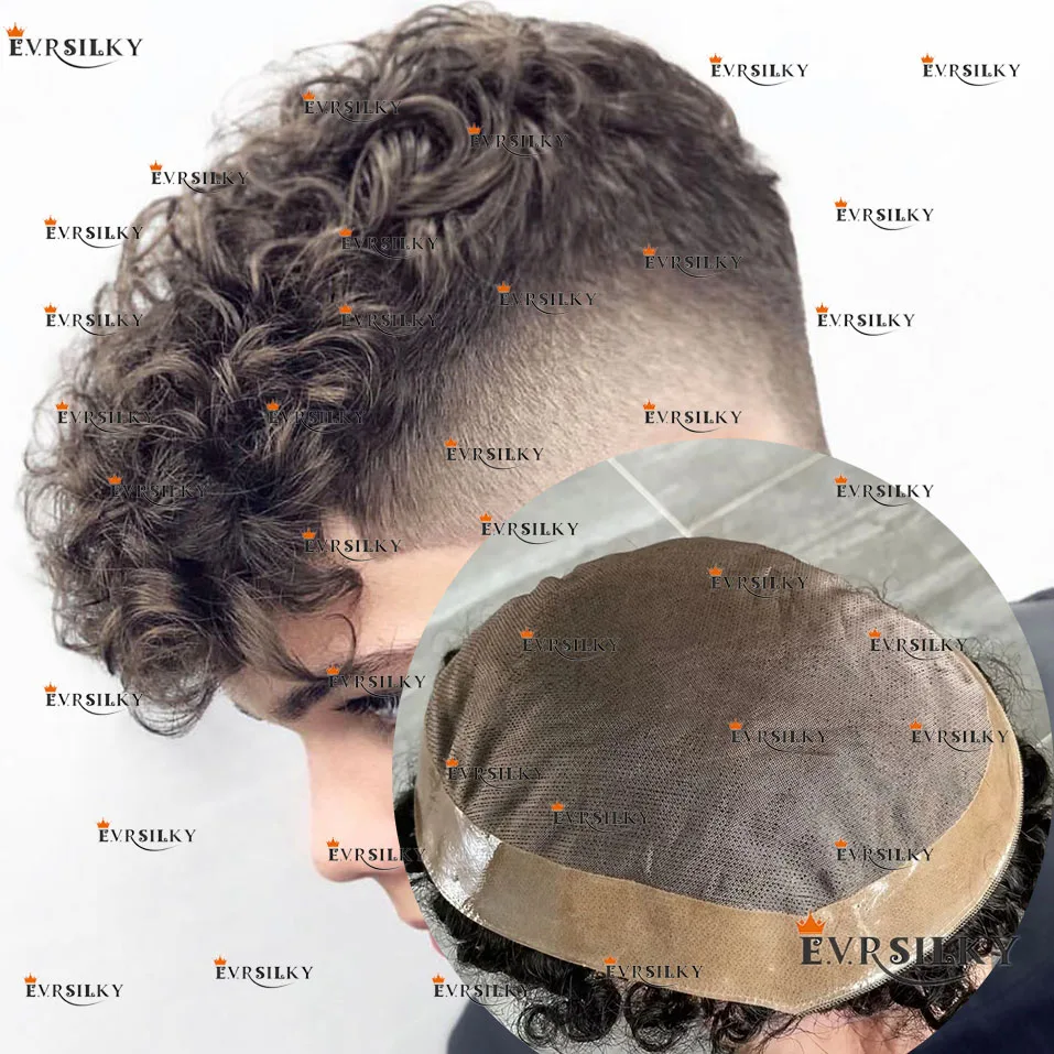 Medium Blonde Brown Black 20mm 15mm Curly Super Durable Mono Toupee for Men 10mm Weave Human Hair Capillary Prosthesis Syetem