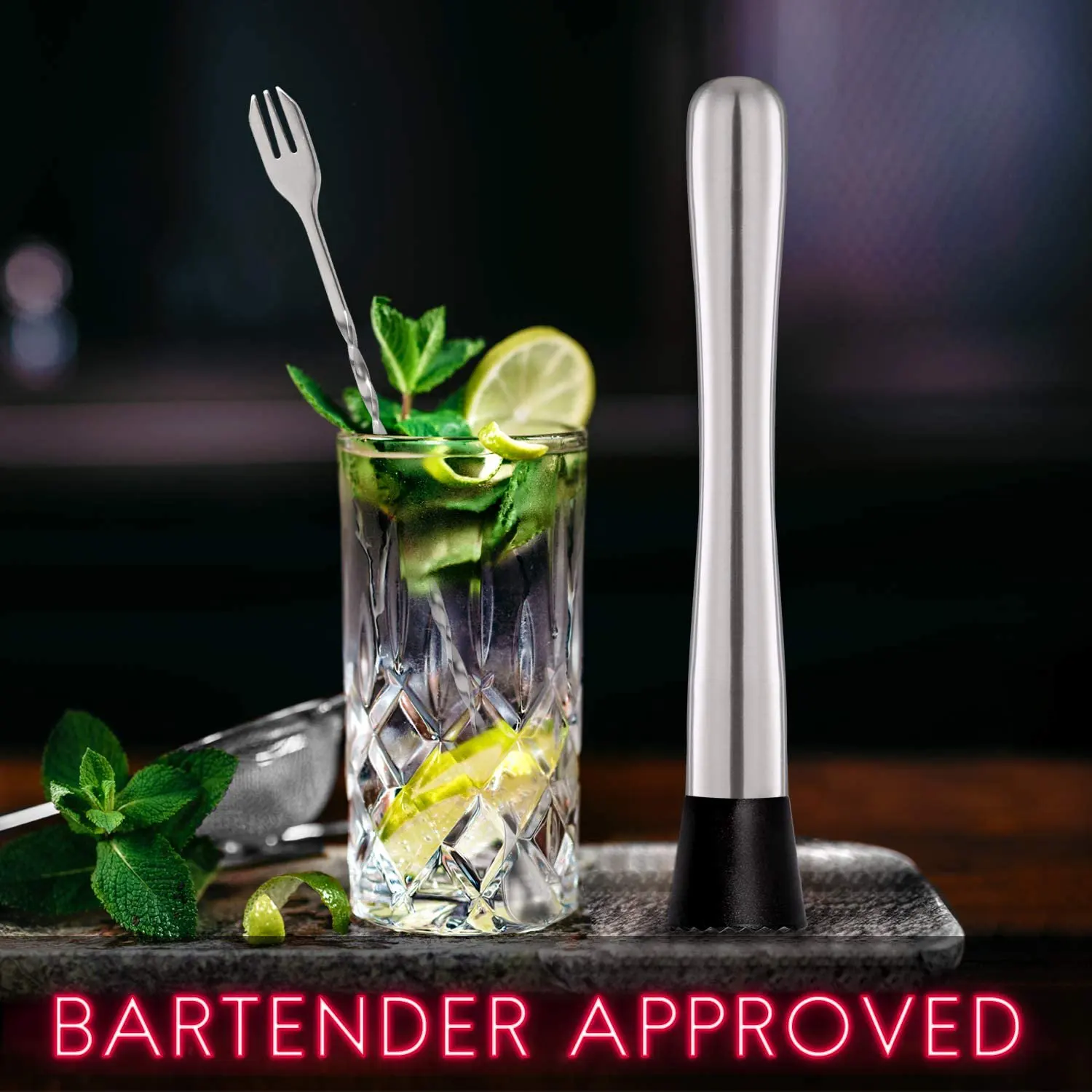 Stainless Steel Cocktail Muddler and Mixing Spoon Home Bar Tool Set - Create Delicious Mojitos and Other Fruit Based Drinks images - 6