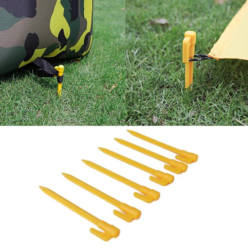 

New 10 Pcs Outdoor Travel Camping Tents Stakes Pegs Pins Trip Plastic Heavy Duty Tent Nails Fixing Tent Mat Stake Nails