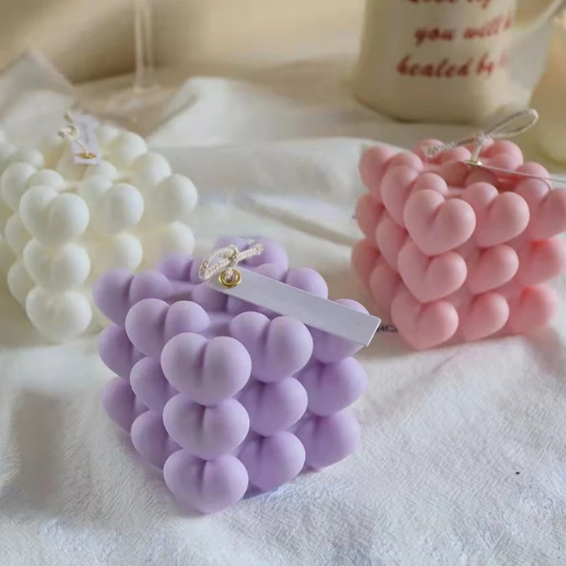 

Love Magic Silicone Candle Mold DIY Heart Geometric Rubik Cube Candle Making Mold Handmade Magic Ball Scented Soap Silicone Mold