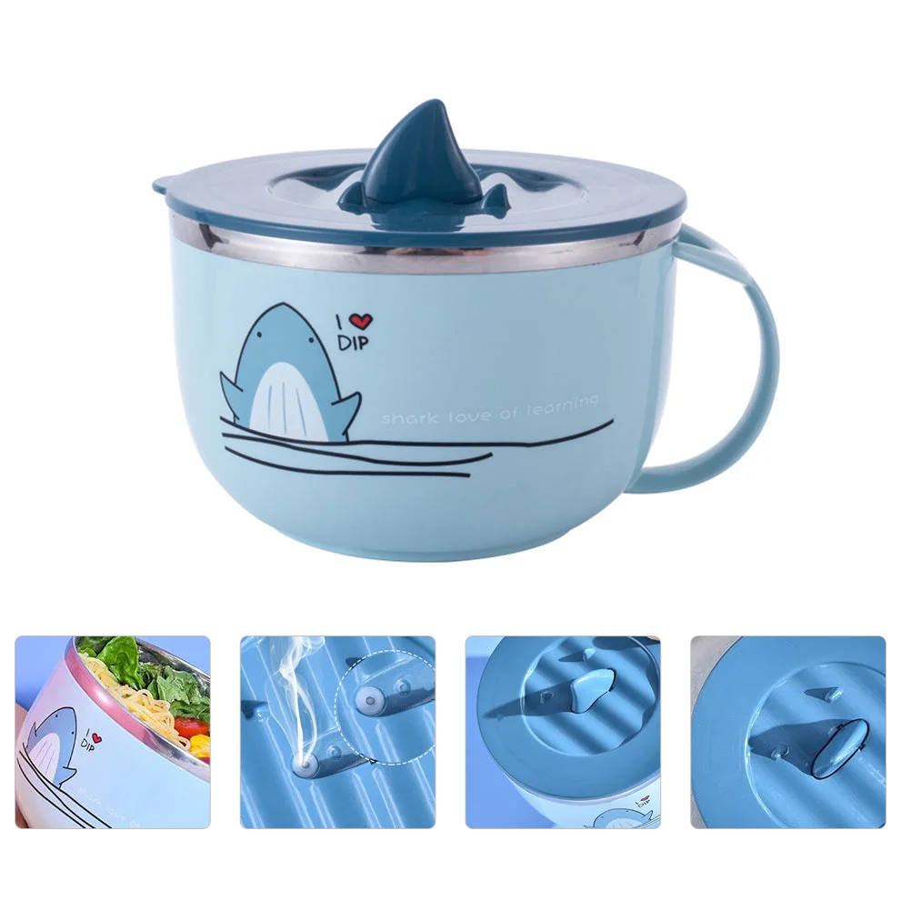 

Bowl Ramen Noodle Bowls Soup Cooker Container Instant Lid Snack Meal Prep Salad Steel Stainless Rice Egg Kids Metal Dish Storage