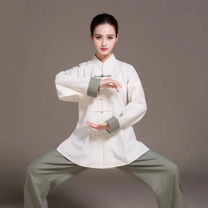 Женская льняная одежда двухцветный костюм Taiji женская форма кунг-фу для боевых
