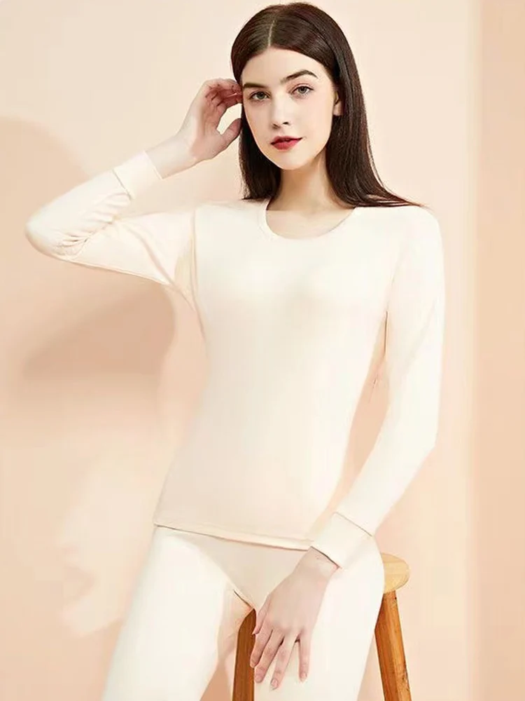 Комплект женского термобелья из 100% хлопка бесшовный топ и штаны эластичные