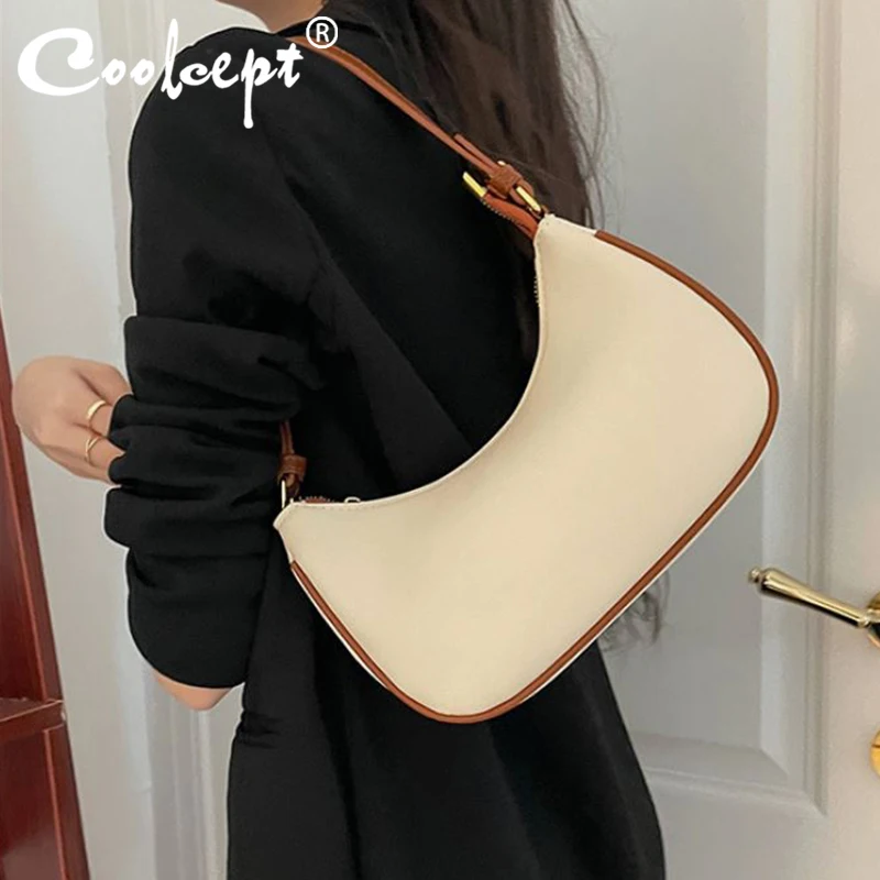 

Coolcept New Ins Women Shoulder Bag Pu Leather Mix Color Winter Women'S Handbag Fashion Armpit Phone Bags Casual Office