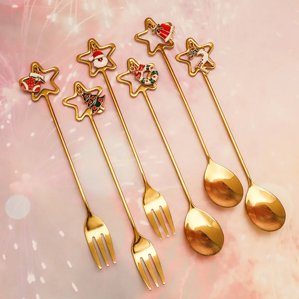 

Ложка для торта десерт Рождественский ужин вилка из нержавеющей стали кухонные столовые приборы металлические для ресторана