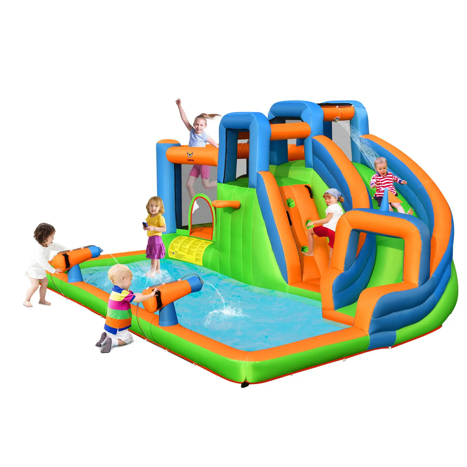 

Babyjoy Inflatable Water Slide Giant Bounce Castle w/Dual Climbing Walls Blower Excluded