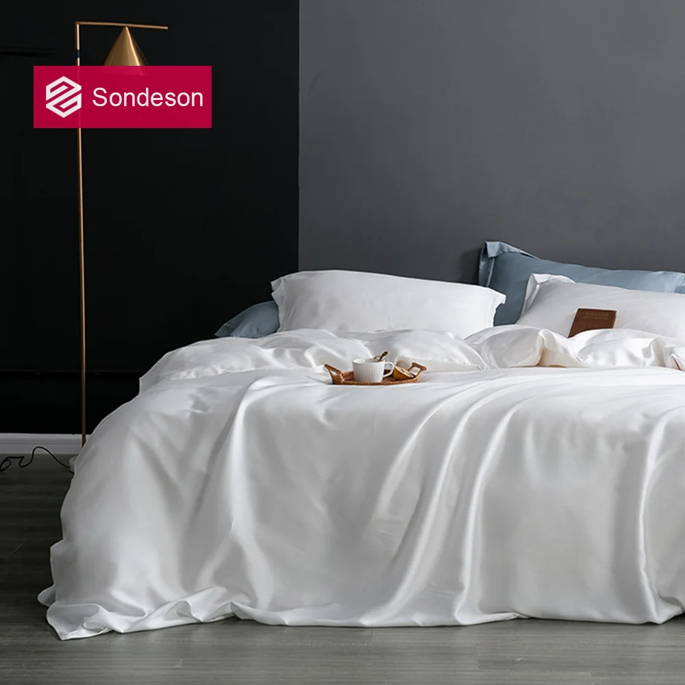 

Sondeson Noble White 100% Nature Silk Bedding Set Women Queen King Duvet Cover Set Flat Sheet Fitted Sheet Pillowcase Bed Sets