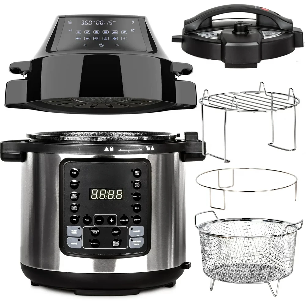 

Fryer Pressure Cooker Slow Cooker Air Fry Steamed Dehydrate with 6.5 Qt