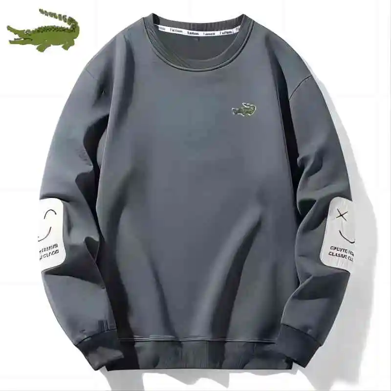 

New Brand Pure Cotton Hoodie Men's Trendy Brand Men's Long Sleeved T-shirt Loose Round Neck Hoodie High-quality Jacket