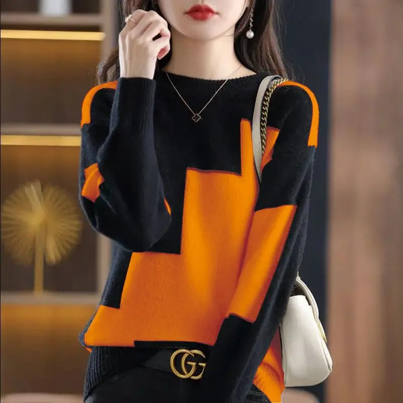 Женский свитер Новинка весна-осень цветной Модный укороченный топ с круглым