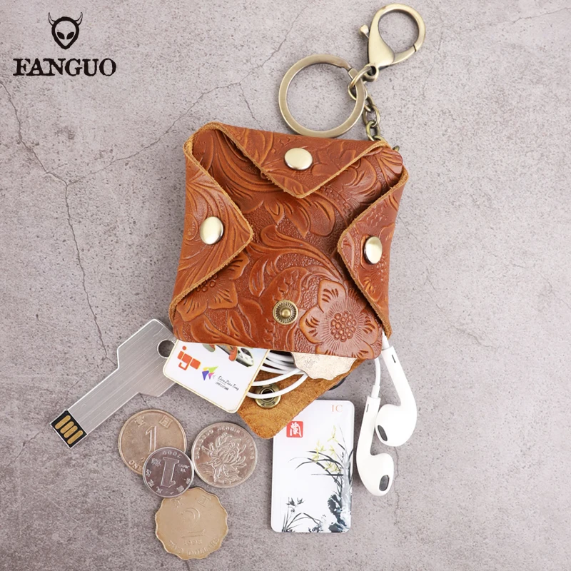 

Fashion Genuine Leather Coin Purse For Women Handmade Cowhide Money Bag Portable Storage Small Wallet