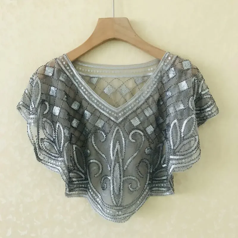 Новинка лета Женский винтажный бутик украшенный бусинами блестками Хлопушка