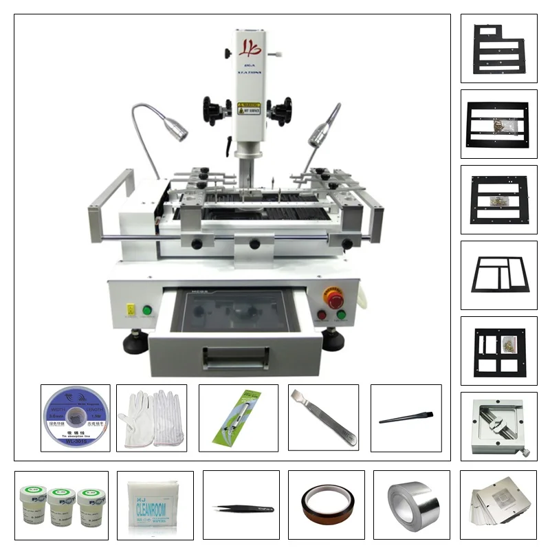 

LY R690 V.2 BGA Solder Rework Station 3 Zones Touch Screen Hot Air BGA Soldering Station with 23pcs Directly Heating Stencils