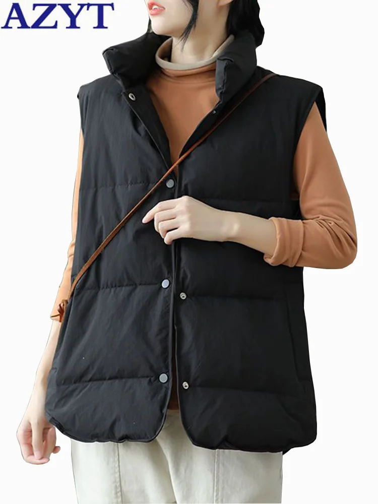 

Stand Collar Warm Cotton Padded Vest Women Winter Sleeveless Jacket Female Solid Color Outwear Women Vest Waistcoat 2023