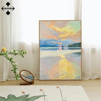 scandinavian nordic canvas painting river landscape oil style wall picture abstract modern posters and prints for bedroom decor