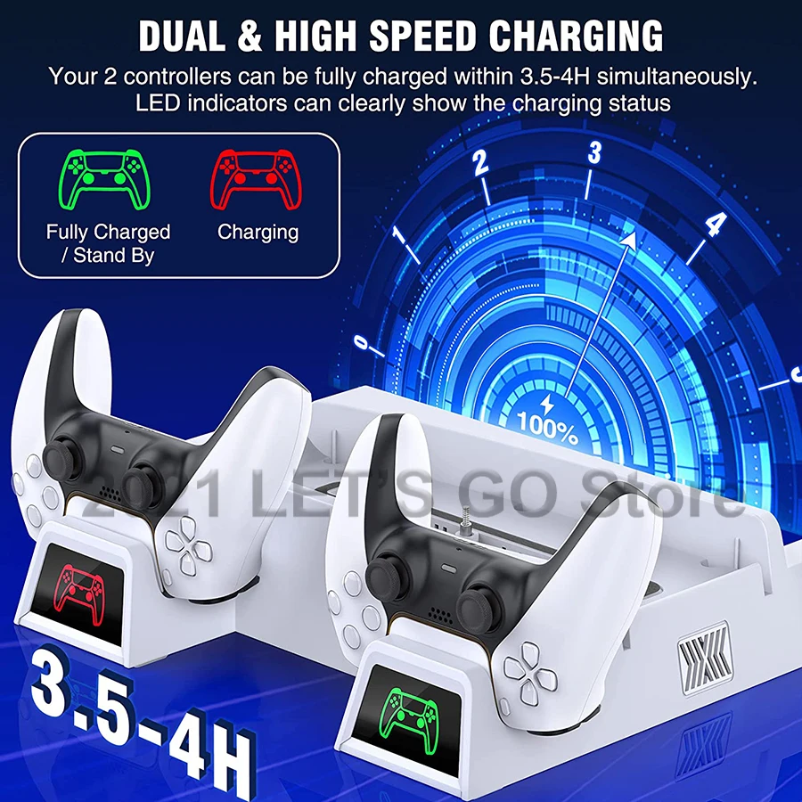 PS5 вертикальная подставка 2 вентилятора охлаждения контроллера зарядное