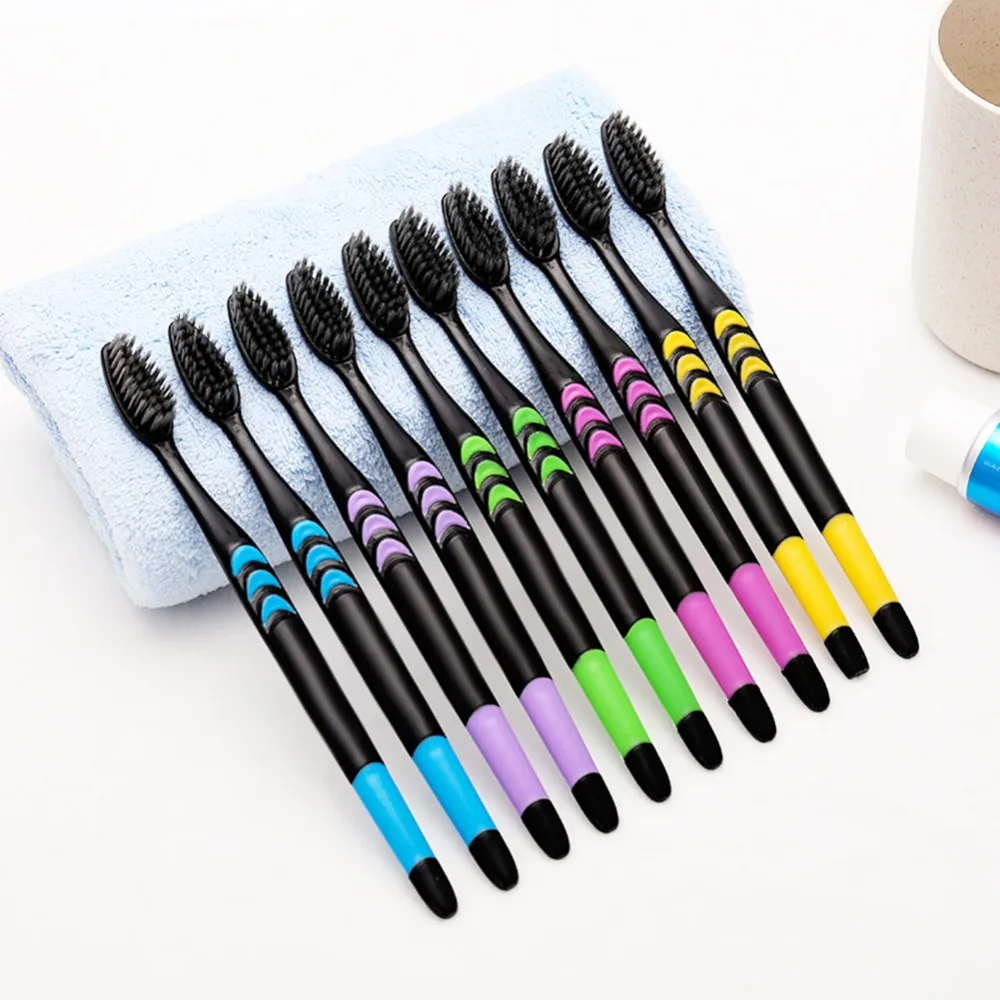 

10Pcs Toothbrush Double Ultra Soft Toothbrush Bamboo Charcoal Nano Brush Tooth Brush Dental Oral Care Hygiene Teeth Brush