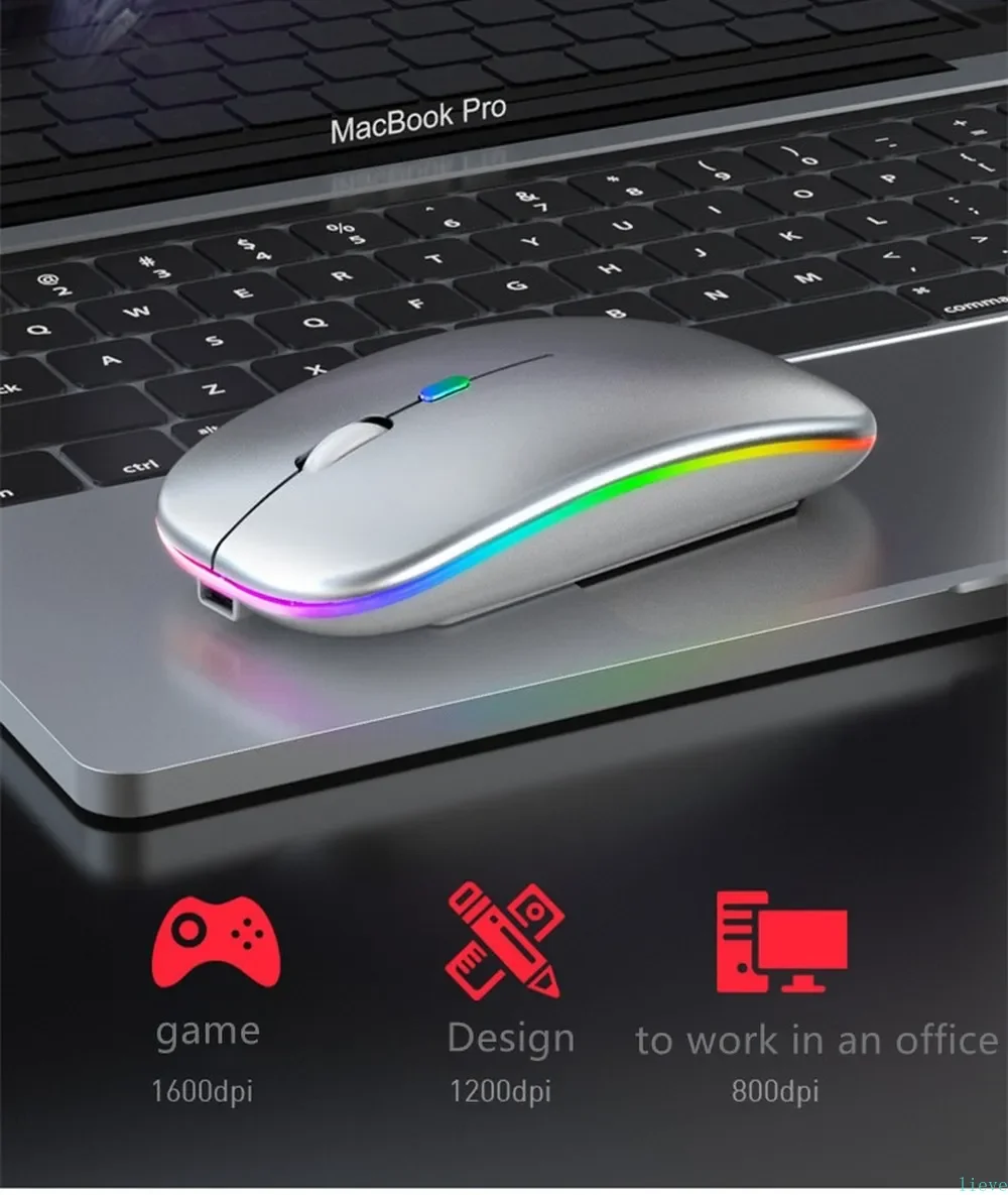 

Wireless 2.4Ghz Mouse USB Optical Mouse Rechargeable RGB 1600DPI Mouse Computer Ergonomic Gaming Mouse For Laptop PC
