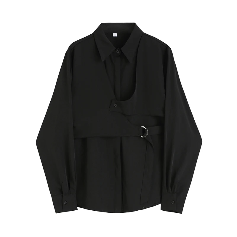 

Oversized Patchwork Blouses Vintage Streetwear Boyfriend Shirt For Ladies Ulzzang Harajuku Long Sleeve 2022 Blusas Tops