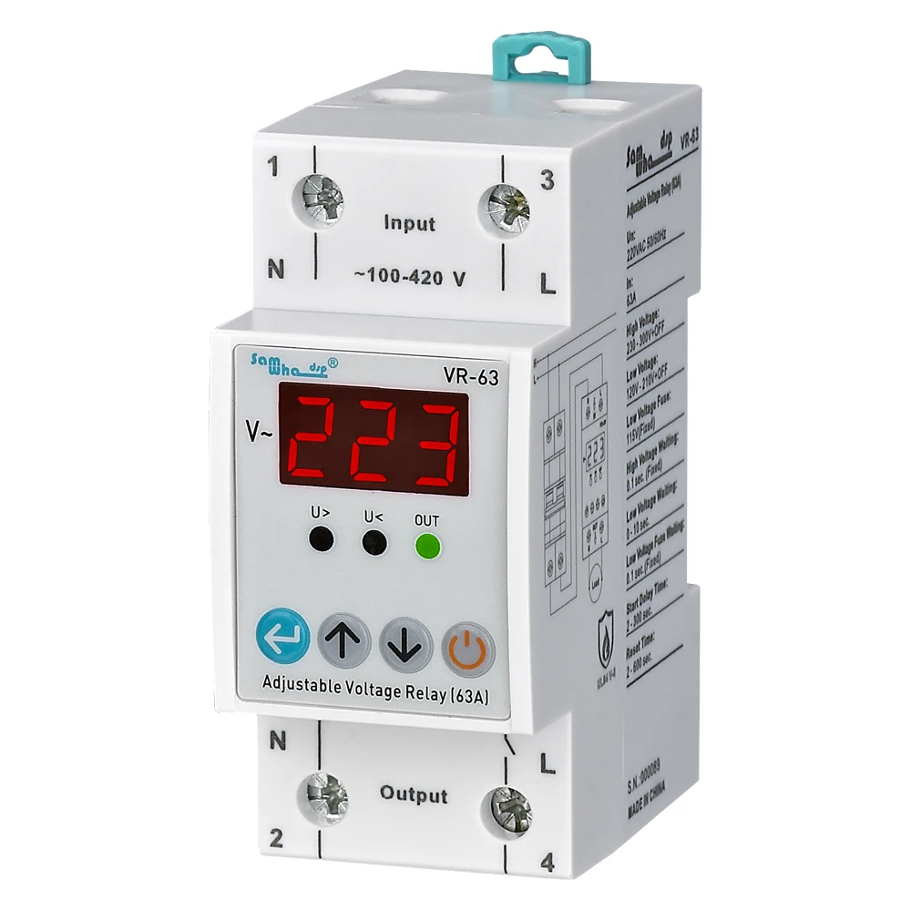 

Samwha-Dsp VR-XX реле защиты от регулируемого напряжения 40 А, 63 А