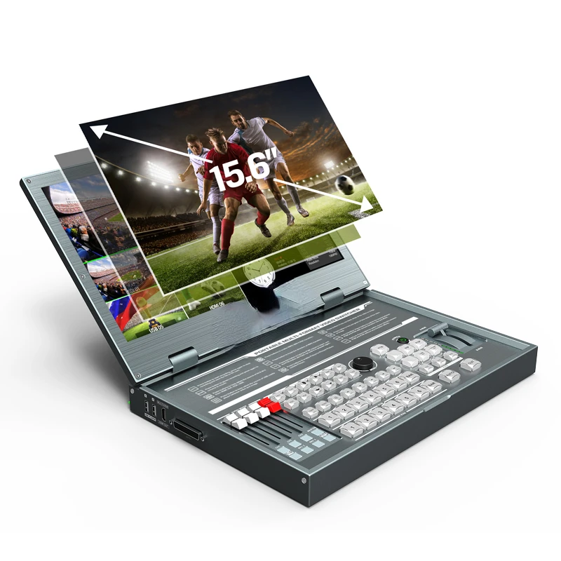 

15.6 inch Full HD Audio Visual Equipment 6 Channel Portable Video Switcher Mixer with Chroma Key and Luma Key