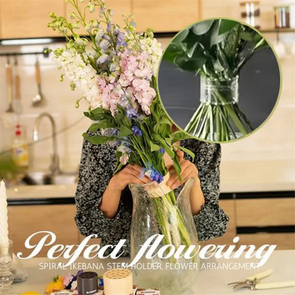 3 шт. спиральный держатель для стебля икебаны прозрачная многоразовая цветочная