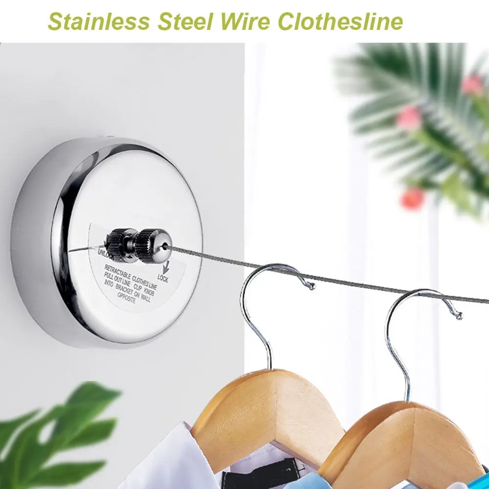 

2.8M Wire Rope Durable Clothesline Indoor Clothesline No Punching Stainless Steel Wire Telescopic