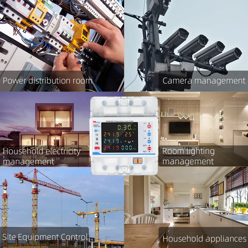 3-фазный 4-проводной выключатель мощности ЖК-дисплей счетчик энергии Tuya Wi-Fi