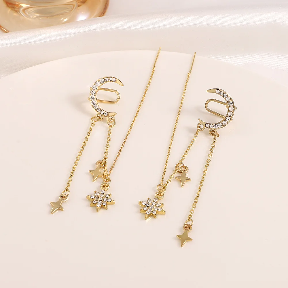 

1PCS Zircon Butterfly Ear Cuff Gold Color Tassel Clip On Earrings For Women Korea Style Copper Earring Without Piercing Jewelry