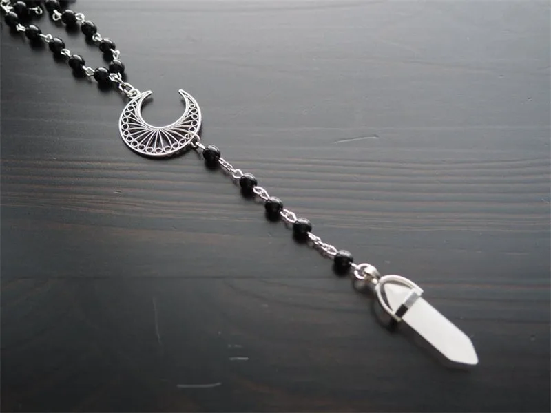 Модная трендовая бижутерия полый лунный жемчуг цепочка кристалл шестигранная