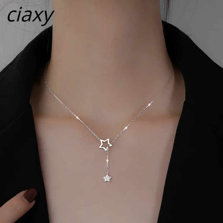 

CIAXY серебристый циркониевый для женщин, полый дизайн, элегантная цепочка-чокер до ключиц, роскошные ювелирные изделия, подарки