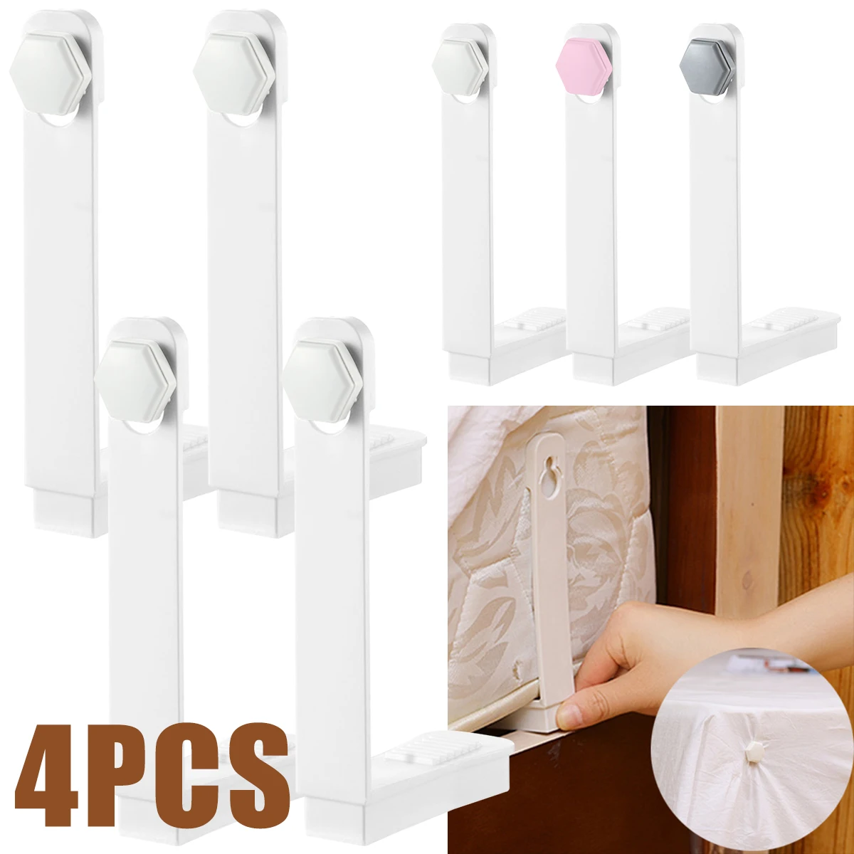 

4Pcs Bed Sheet Holder Clips Plastic Bed Sheet Clips No-Slip Bed Sheet Fastener Household Sheet Fixing Clamp Keeping Your Sheets