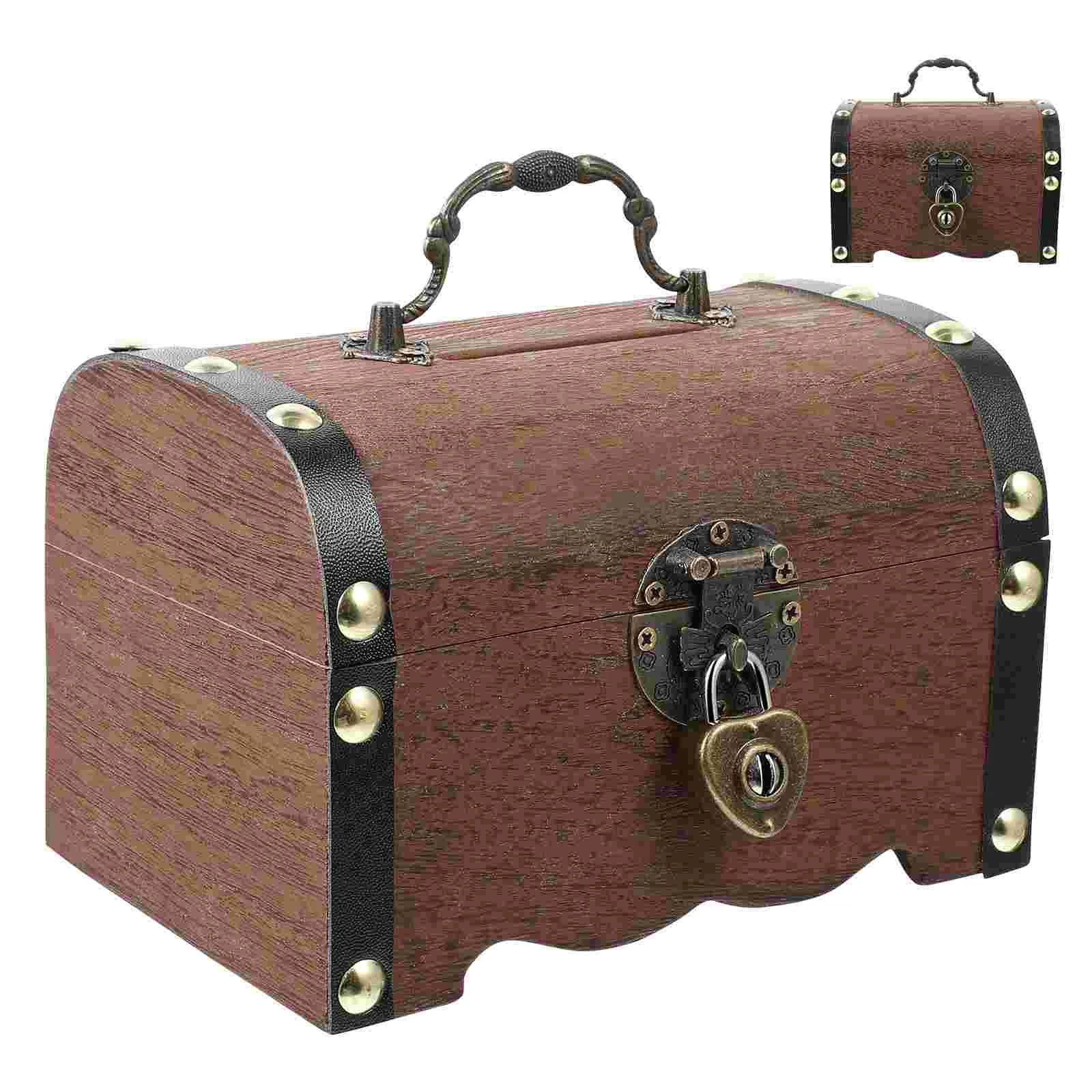 

Treasure Keepsake Vintage Decorative Pirate Box Piggy Bank Gift Holder Storage Case with Lock