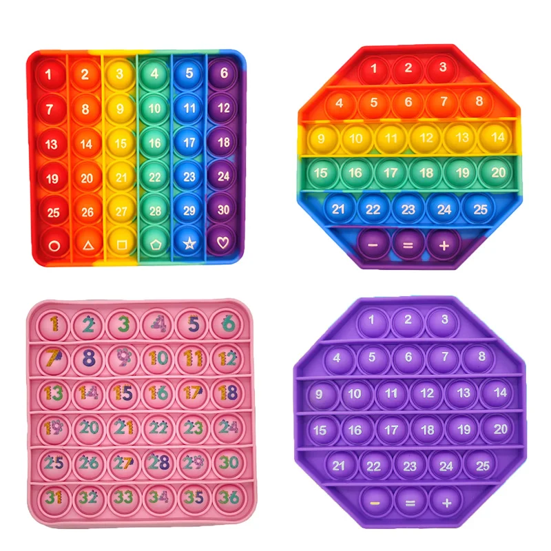 

Math Pop Multiplication Manipulatives Education MathWizard Rainbow Fidget Sensory Toys Squeeze for Stress Relief Adults Children