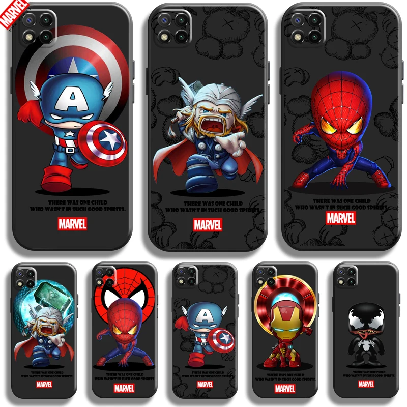 

Marvel Cartoon Iron Man Spiderman For Xiaomi Redmi 9C 6.53 Inch Phone Case Carcasa Funda Black Coque Soft