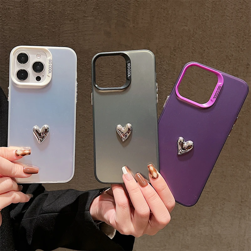 Чехол для телефона IMD с гальваническим покрытием 3D Silver Heart Xiaomi Mi 14 13 12 12T 13T 14T Pro 11 Lite