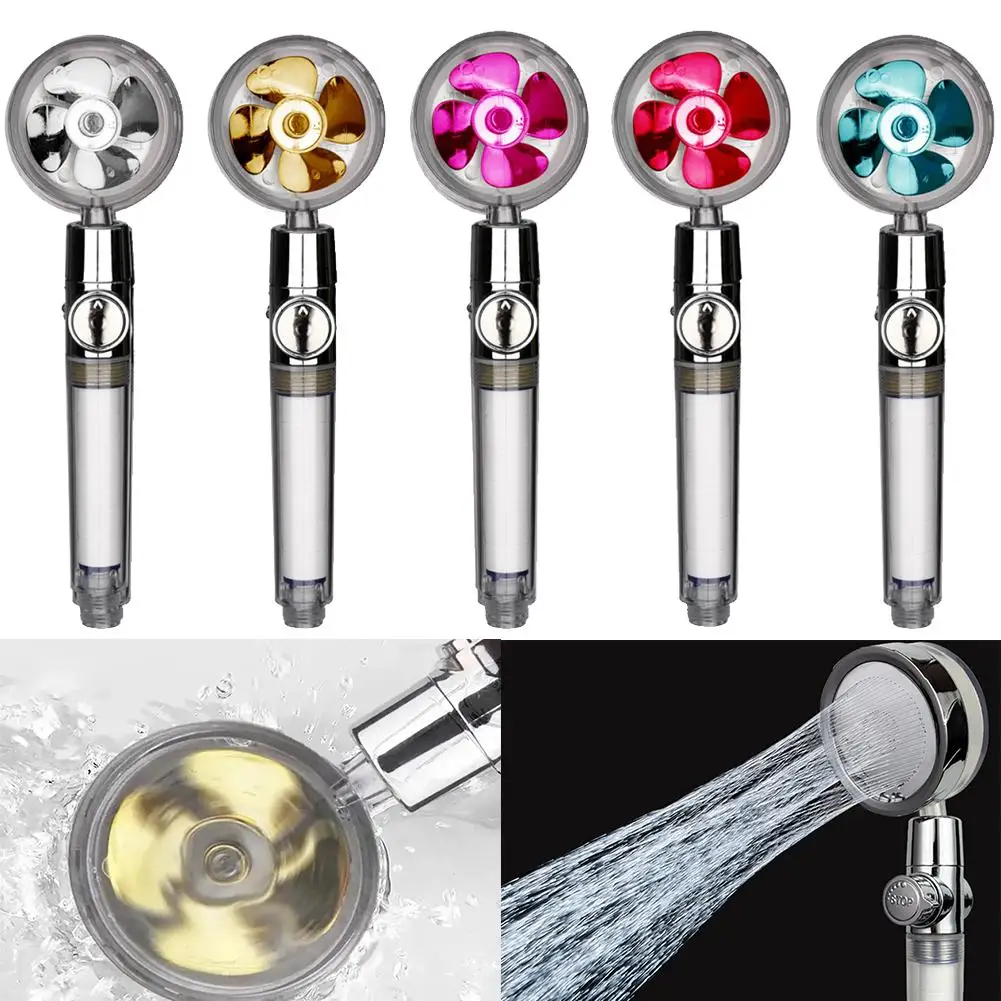 

Shower Head Water Saving Flow 360° Rotating With Small Fan High Pressure Spray Shower Head Bathroom Faucet Replacement Parts