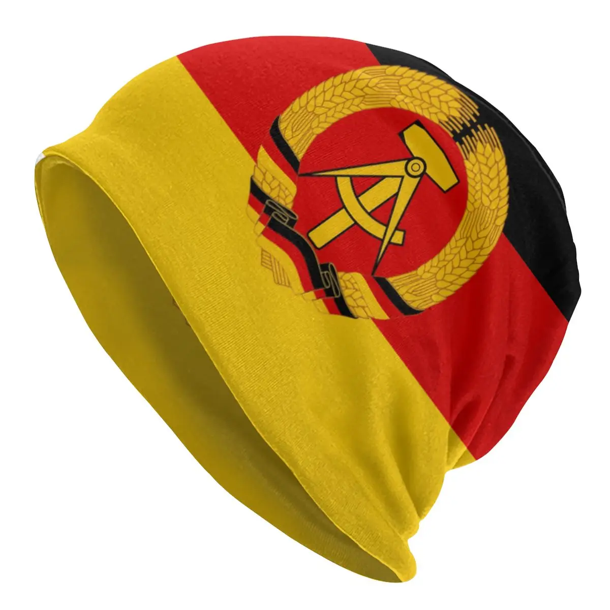 Flag Of East Germany Bonnet Homme Street Knitting Hat Warm Winter Deutschland Berlin German Patriotic Coat of Arms Beanies Caps