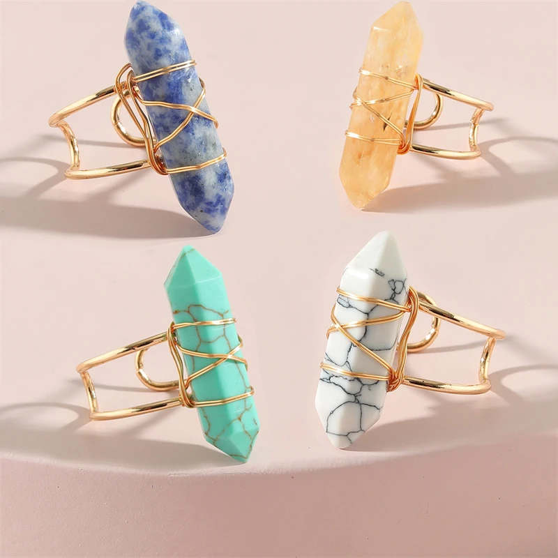 

Korean Style Opal Irregular Natural Stone Rings For Women Boho Geometry Crystal Aesthetic Ring Fashion Girl Party Jewelry Gift